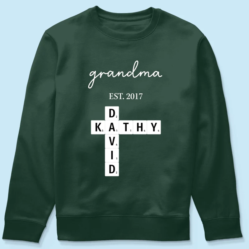 Grandma Est Date Crossword Puzzle Grandkids Name Personalized Shirt - Image 21