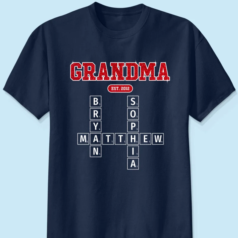 Grandma Est. Pink Crossword Art Puzzle Unique Gift For Grandma Mom Personalized Shirt - Image 10