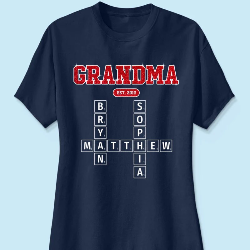 Grandma Est. Pink Crossword Art Puzzle Unique Gift For Grandma Mom Personalized Shirt - Image 13