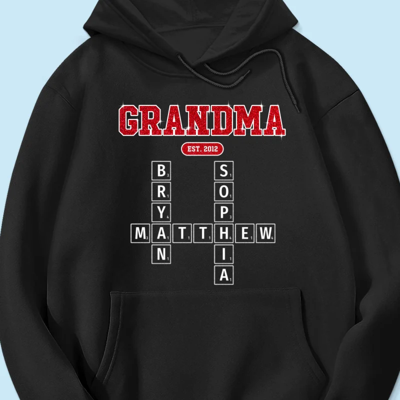 Grandma Est. Pink Crossword Art Puzzle Unique Gift For Grandma Mom Personalized Shirt - Image 15