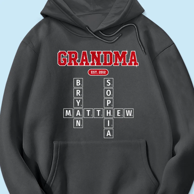 Grandma Est. Pink Crossword Art Puzzle Unique Gift For Grandma Mom Personalized Shirt - Image 16