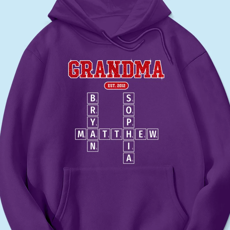 Grandma Est. Pink Crossword Art Puzzle Unique Gift For Grandma Mom Personalized Shirt - Image 18