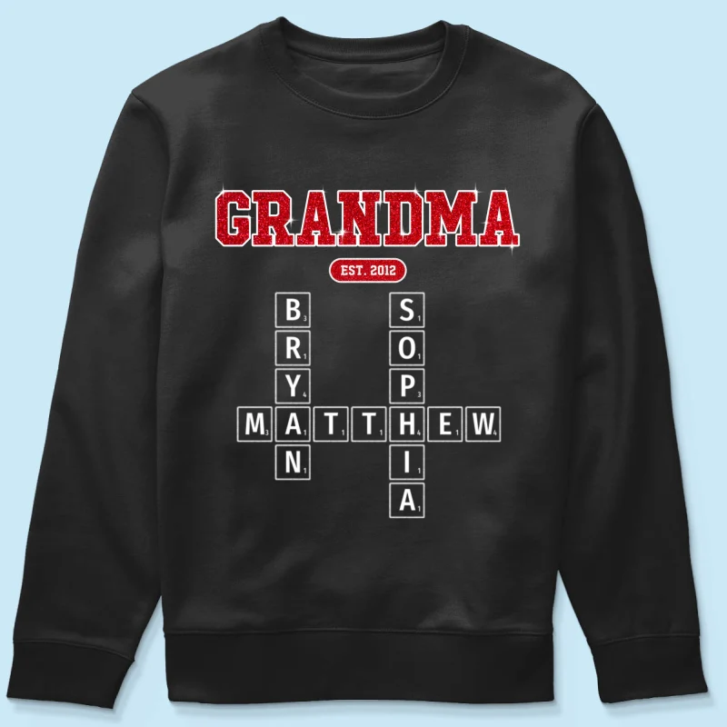 Grandma Est. Pink Crossword Art Puzzle Unique Gift For Grandma Mom Personalized Shirt - Image 19