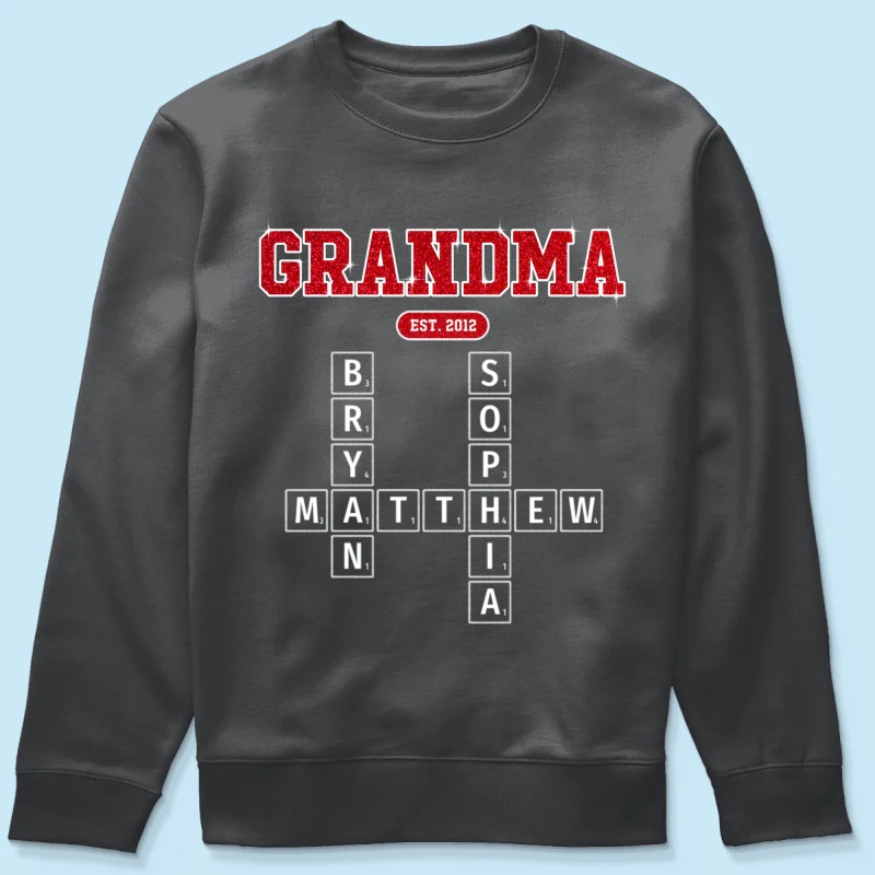 Grandma Est. Pink Crossword Art Puzzle Unique Gift For Grandma Mom Personalized Shirt - Image 20
