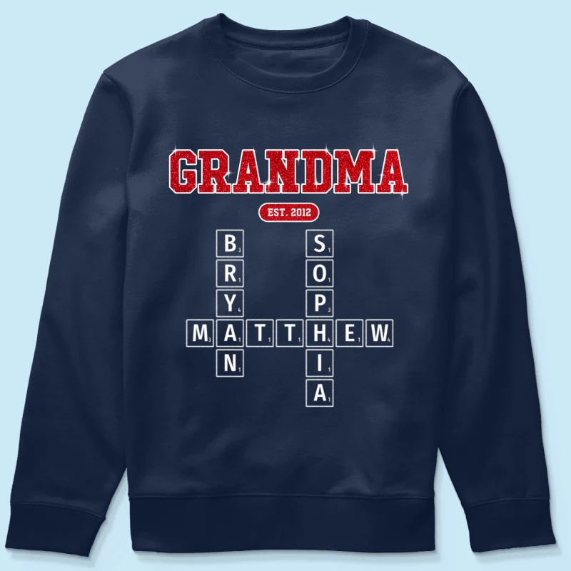 Grandma Est. Pink Crossword Art Puzzle Unique Gift For Grandma Mom Personalized Shirt - Image 21