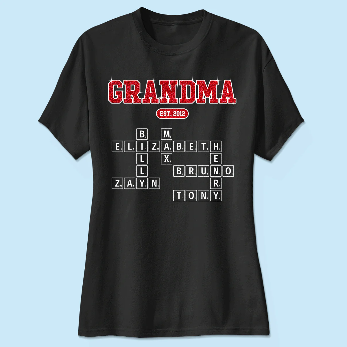 Grandma Est. Pink Crossword Art Puzzle Unique Gift For Grandma Mom Personalized Shirt - Image 4