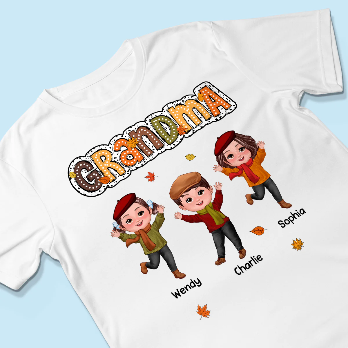 Grandma Fall Season Dalmatian Dot Happy Kids Personalized Shirt - Image 3