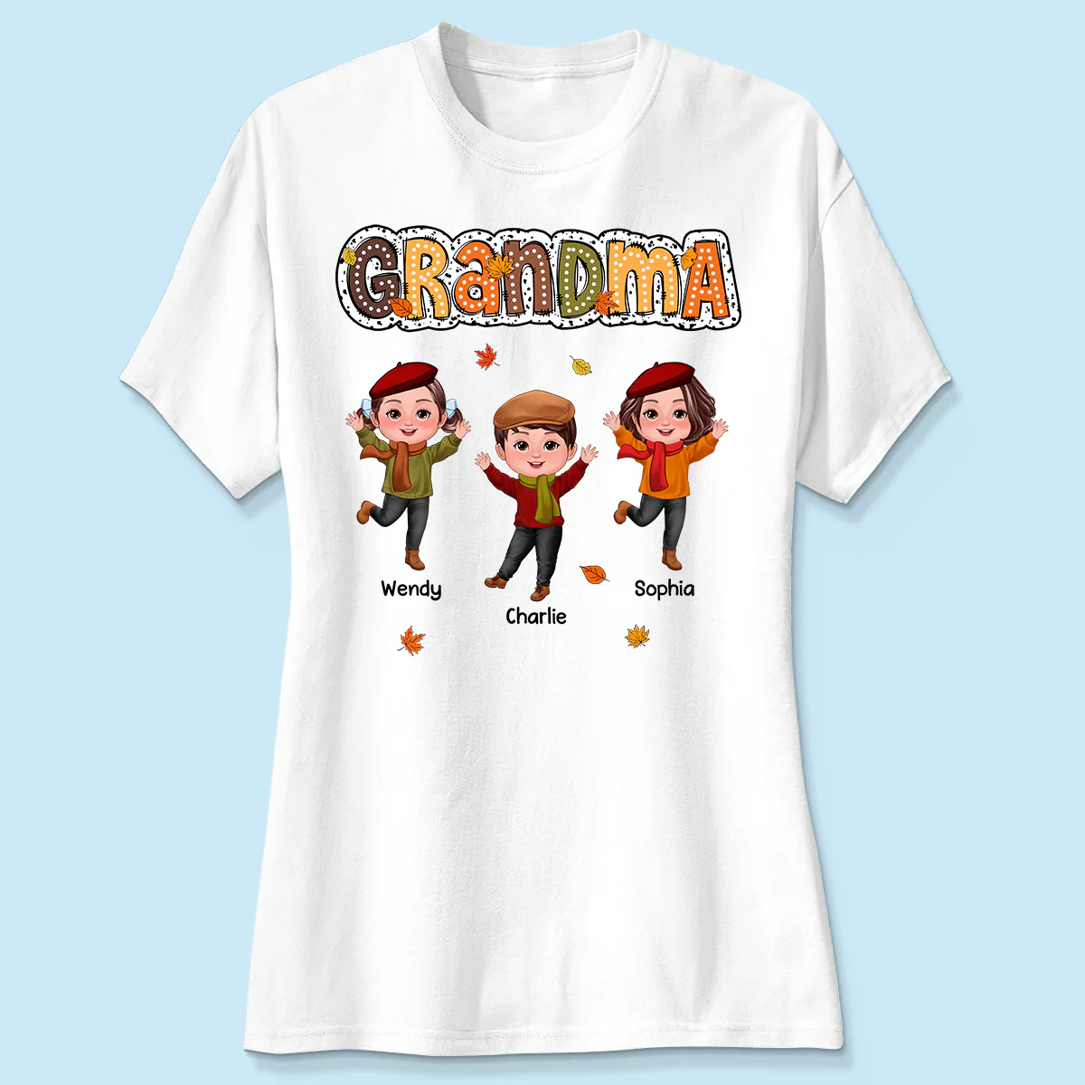 Grandma Fall Season Dalmatian Dot Happy Kids Personalized Shirt - Image 4