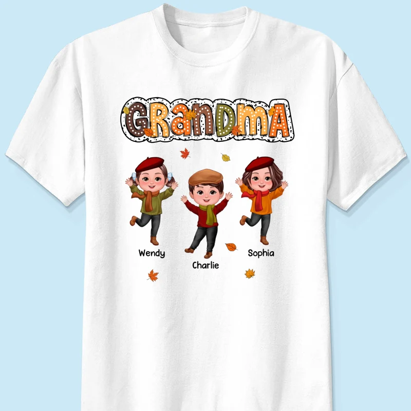 Grandma Fall Season Dalmatian Dot Happy Kids Personalized Shirt - Image 7