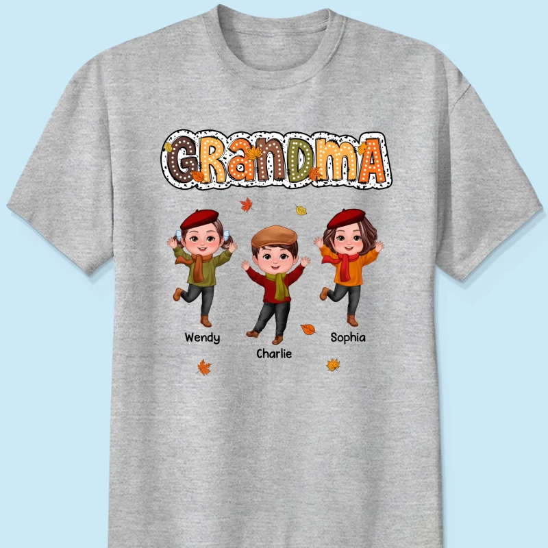 Grandma Fall Season Dalmatian Dot Happy Kids Personalized Shirt - Image 8