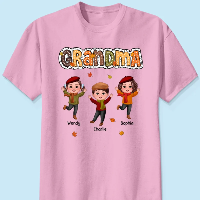 Grandma Fall Season Dalmatian Dot Happy Kids Personalized Shirt - Image 9