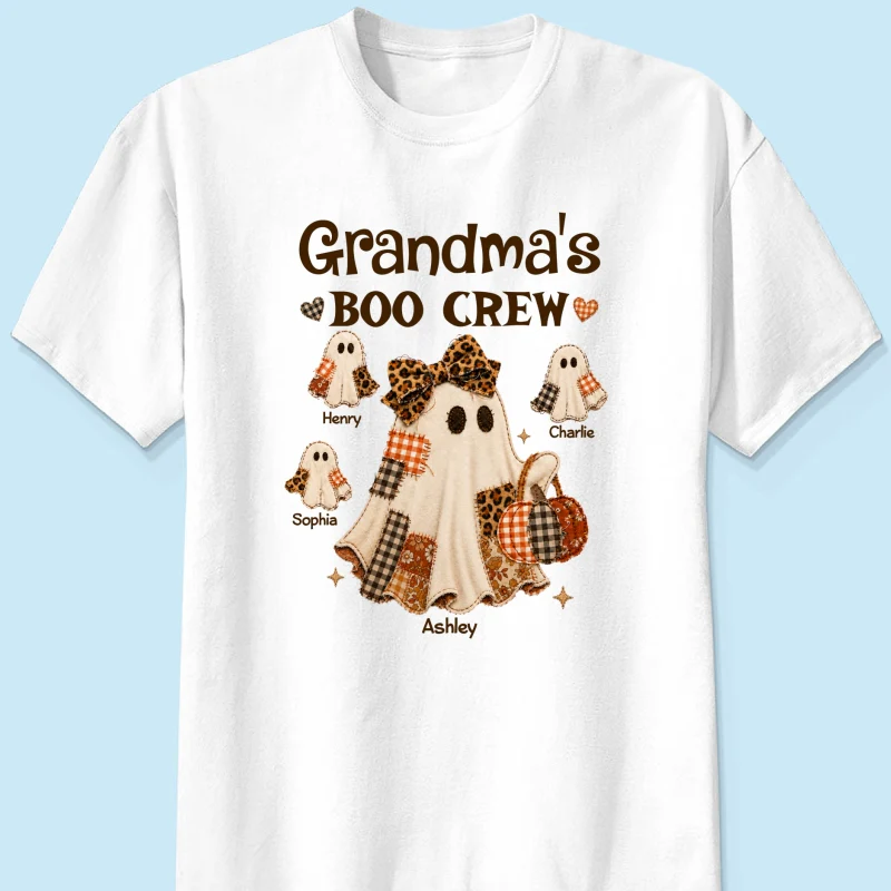 Grandma Fall Season Halloween Faux Patchwork Pattern Coquette - Personalized Shirt - Halloween Gift For Grandma - Image 10