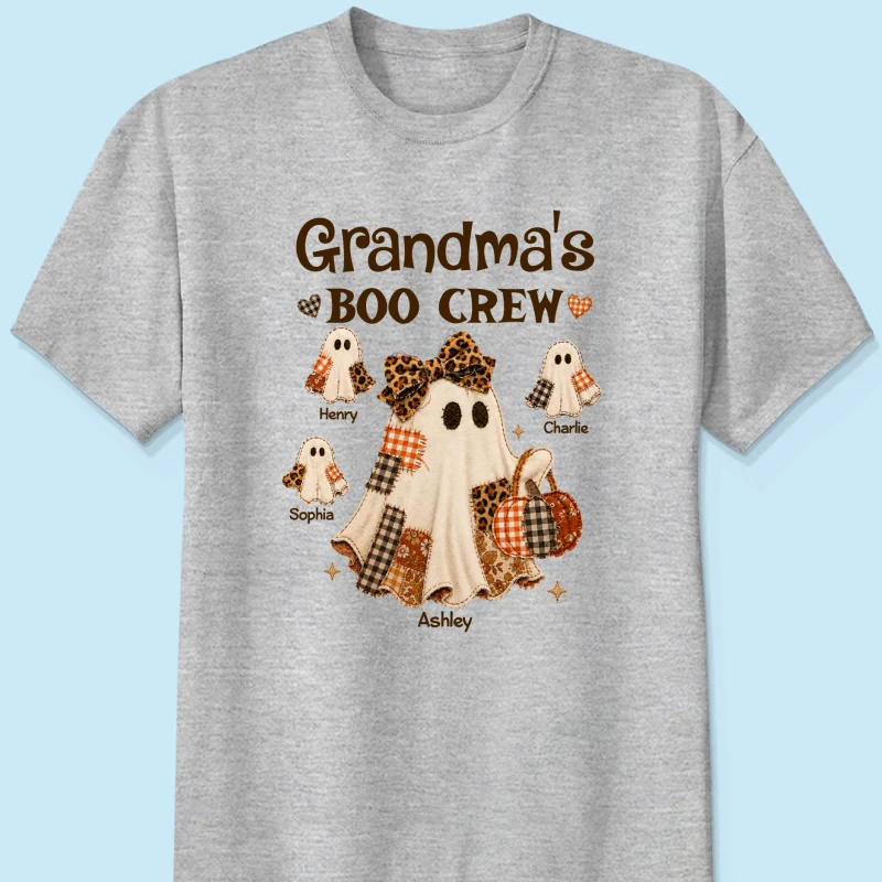 Grandma Fall Season Halloween Faux Patchwork Pattern Coquette - Personalized Shirt - Halloween Gift For Grandma - Image 11