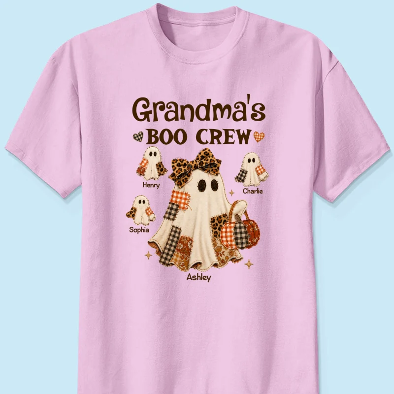 Grandma Fall Season Halloween Faux Patchwork Pattern Coquette - Personalized Shirt - Halloween Gift For Grandma - Image 12