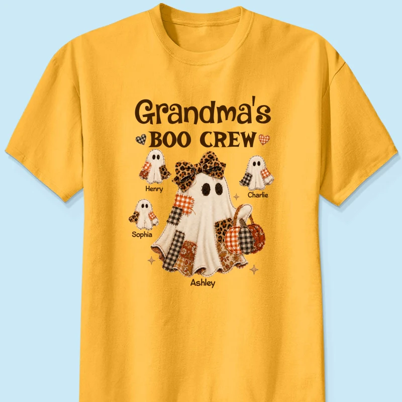 Grandma Fall Season Halloween Faux Patchwork Pattern Coquette - Personalized Shirt - Halloween Gift For Grandma - Image 14