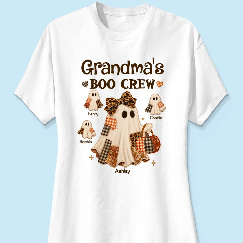 Grandma Fall Season Halloween Faux Patchwork Pattern Coquette - Personalized Shirt - Halloween Gift For Grandma - Image 15