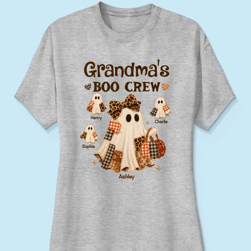 Grandma Fall Season Halloween Faux Patchwork Pattern Coquette - Personalized Shirt - Halloween Gift For Grandma - Image 16