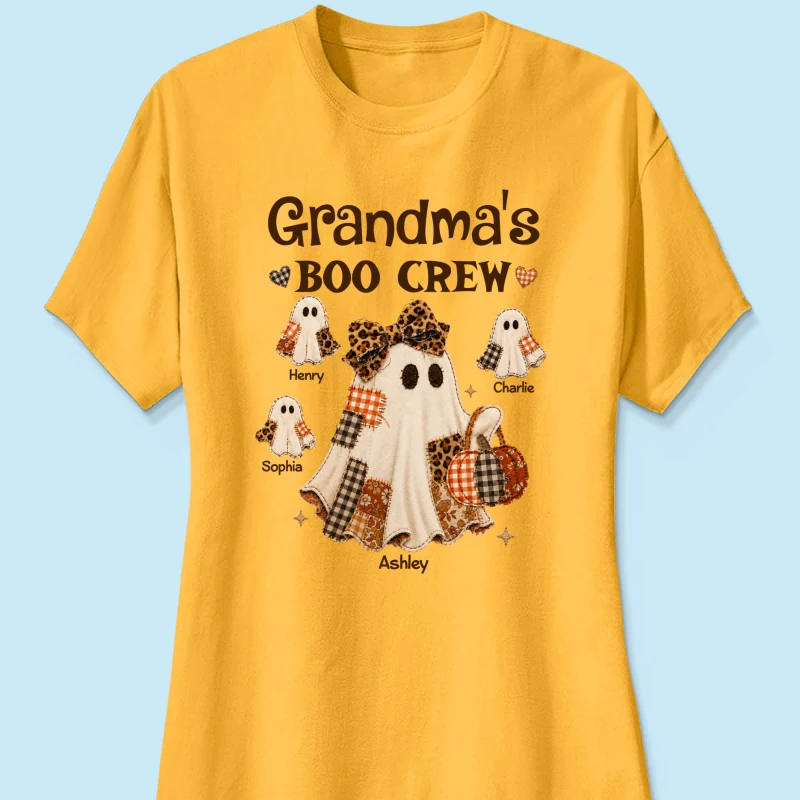 Grandma Fall Season Halloween Faux Patchwork Pattern Coquette - Personalized Shirt - Halloween Gift For Grandma - Image 19
