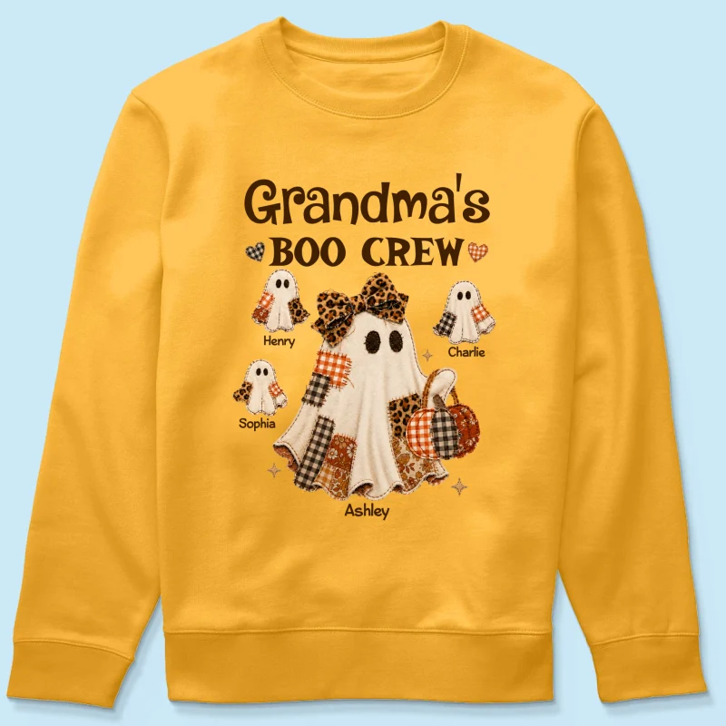 Grandma Fall Season Halloween Faux Patchwork Pattern Coquette - Personalized Shirt - Halloween Gift For Grandma - Image 23