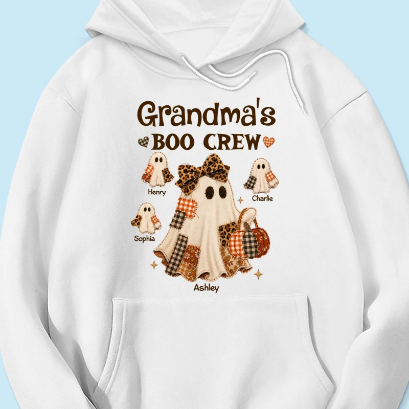 Grandma Fall Season Halloween Faux Patchwork Pattern Coquette - Personalized Shirt - Halloween Gift For Grandma - Image 25