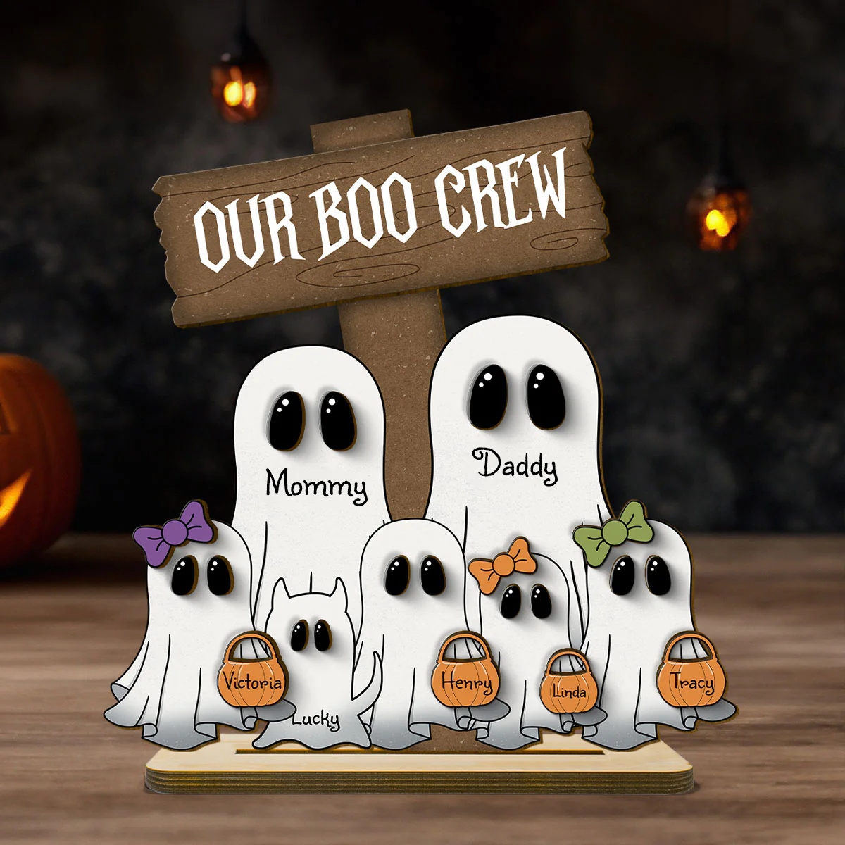 Grandma Family Boo Crew Personalized 2-Layer Standing Wooden Plaque, Halloween Decor - Image 3