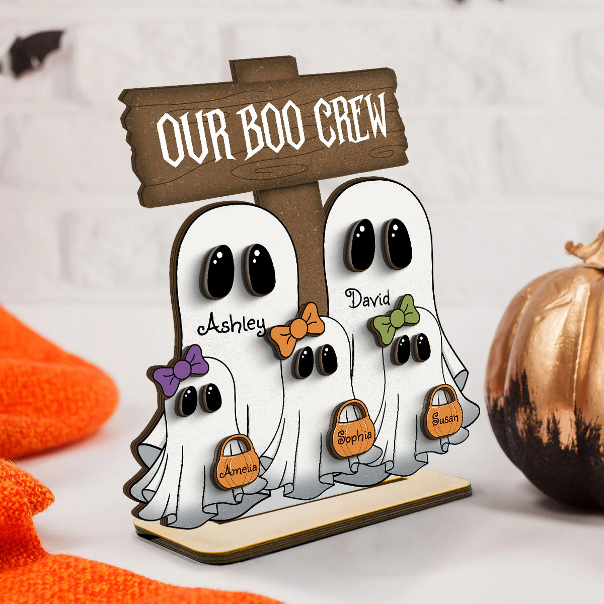 Grandma Family Boo Crew Personalized 2-Layer Standing Wooden Plaque, Halloween Decor - Image 4