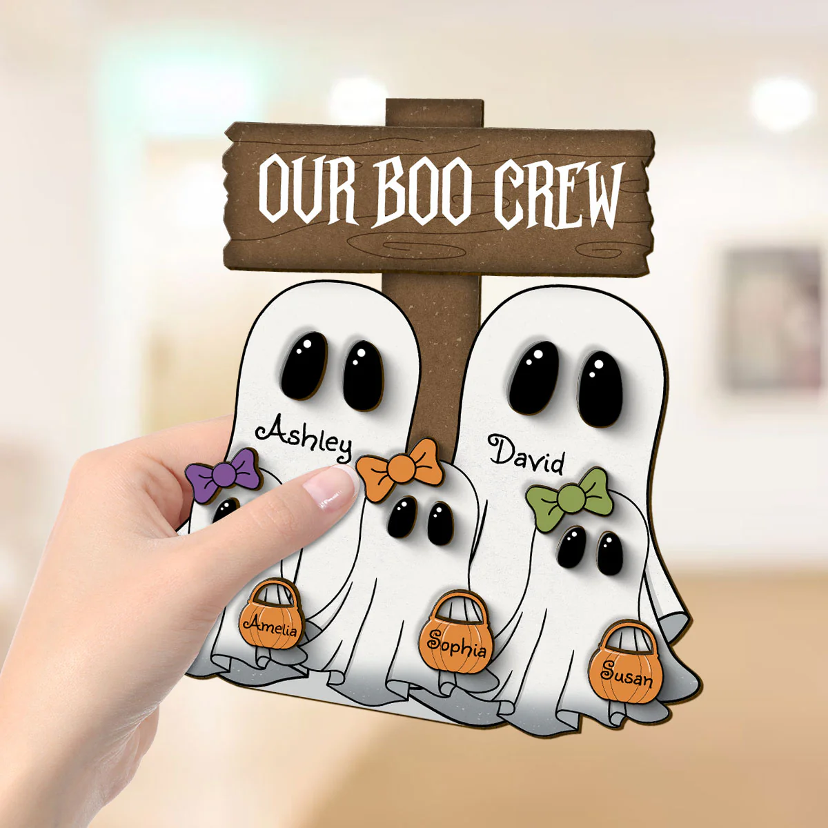 Grandma Family Boo Crew Personalized 2-Layer Standing Wooden Plaque, Halloween Decor - Image 5