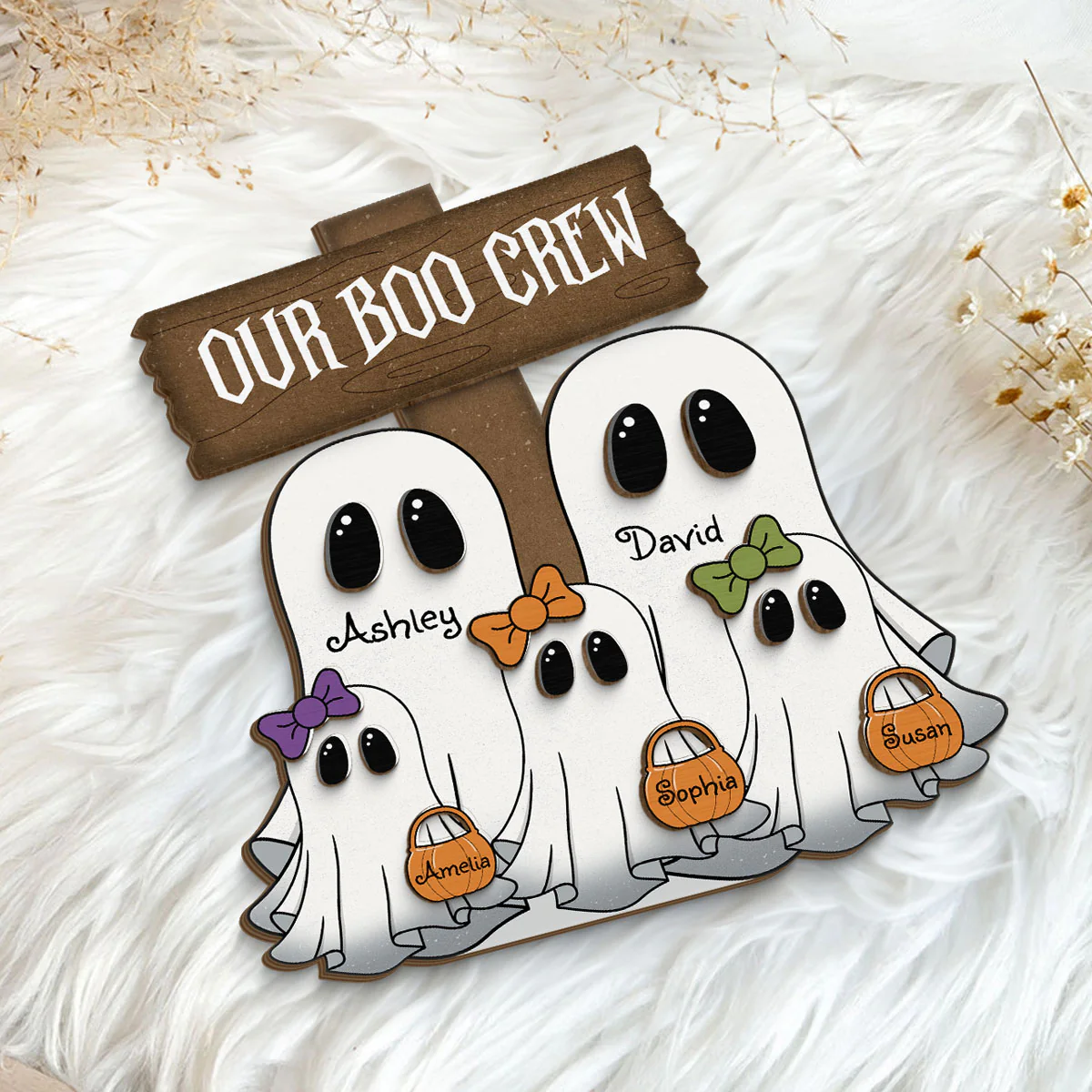 Grandma Family Boo Crew Personalized 2-Layer Standing Wooden Plaque, Halloween Decor - Image 6