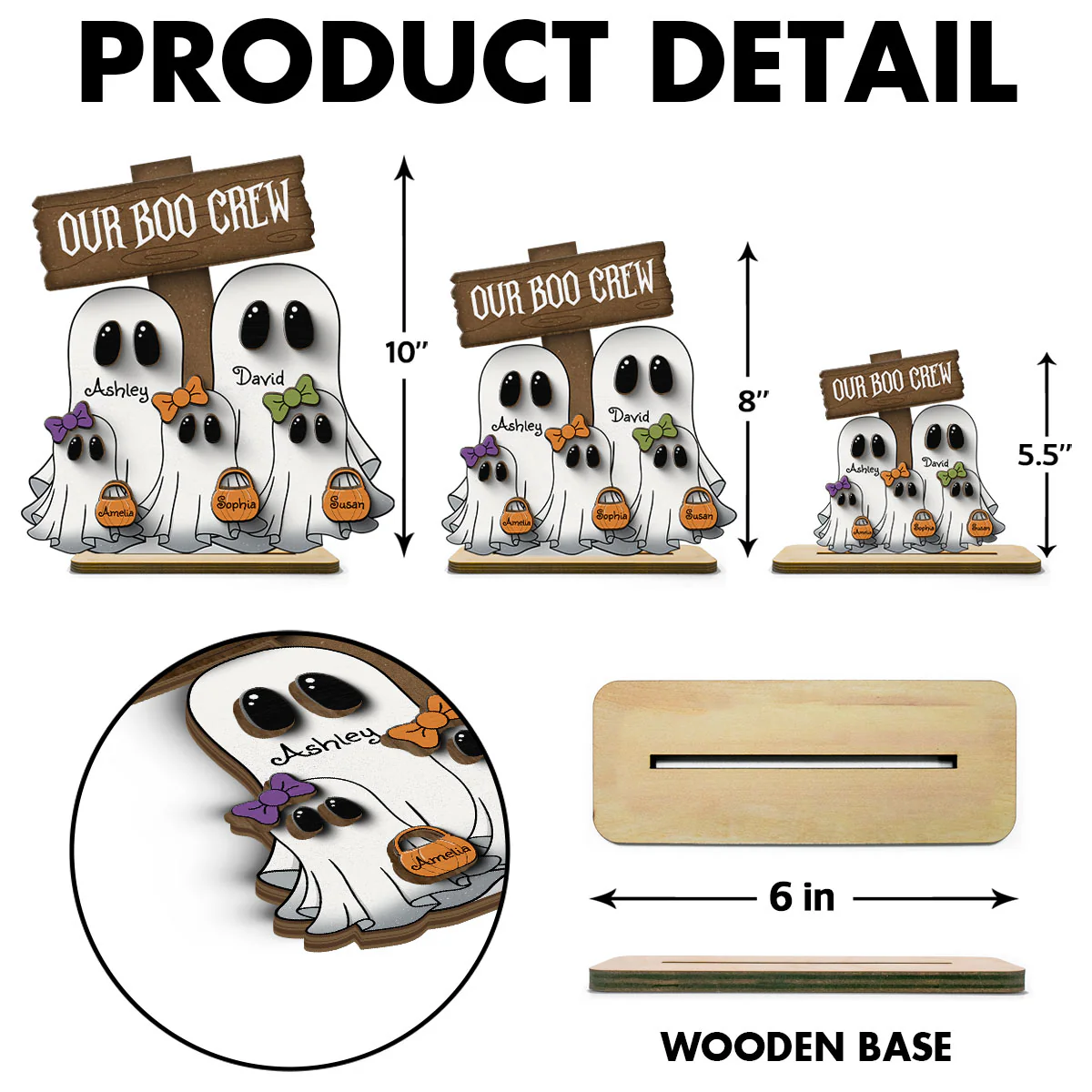Grandma Family Boo Crew Personalized 2-Layer Standing Wooden Plaque, Halloween Decor - Image 7