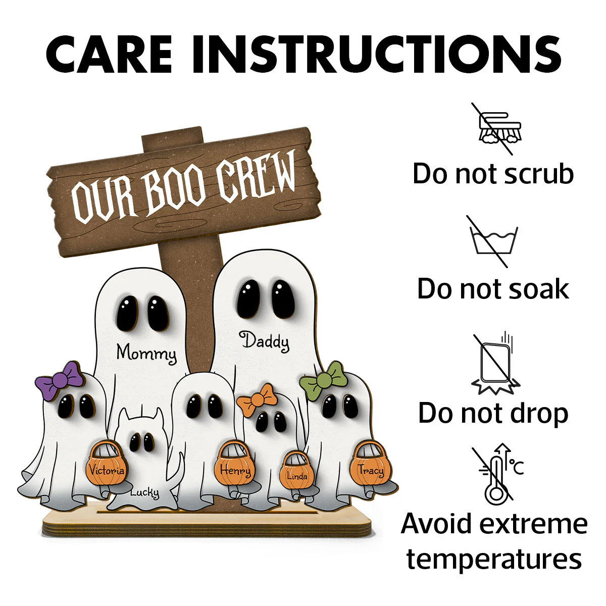 Grandma Family Boo Crew Personalized 2-Layer Standing Wooden Plaque, Halloween Decor - Image 8