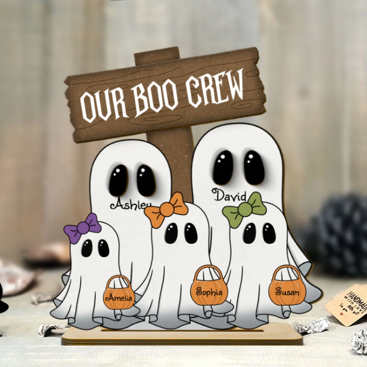 Grandma Family Boo Crew Personalized 2-Layer Standing Wooden Plaque, Halloween Decor - Image 9