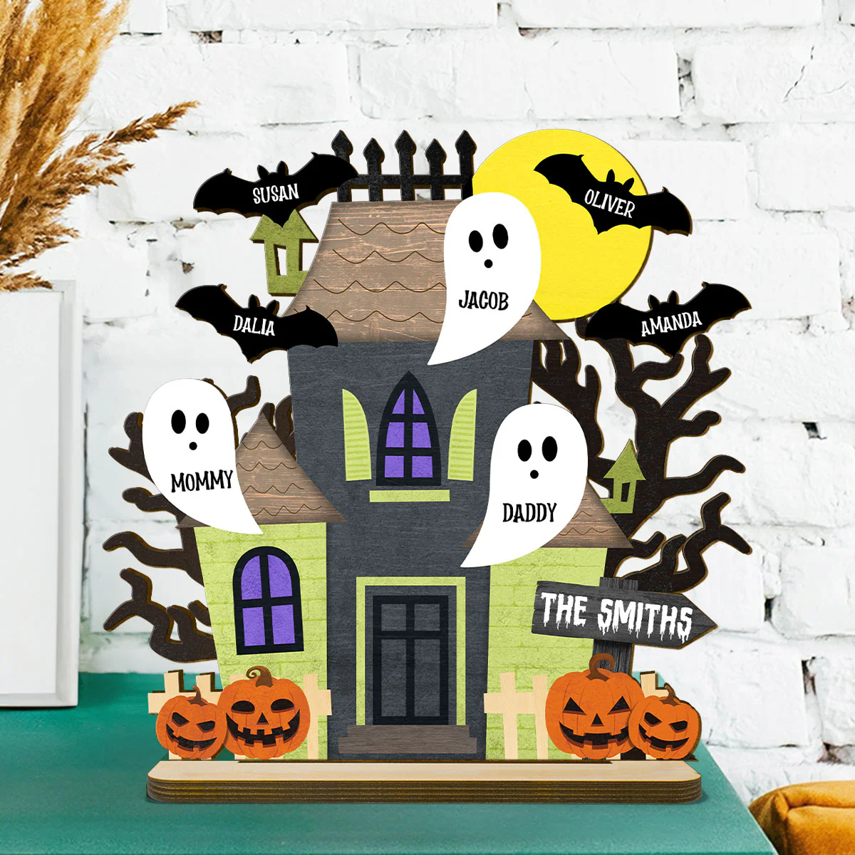 Grandma Family Haunted House Boo Flying Personalized Standing Wooden Plaque, Halloween Decor - Image 11