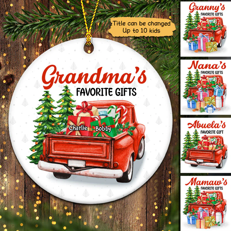 Grandma Favorite Gifts Personalized Circle Ornament - Image 2