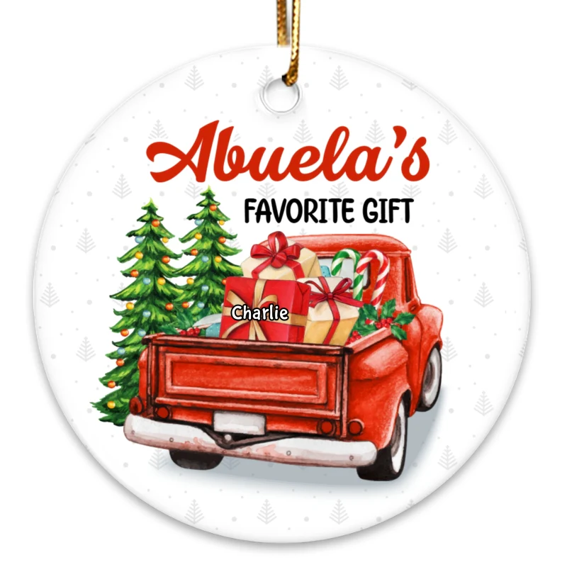 Grandma Favorite Gifts Personalized Circle Ornament - Image 3