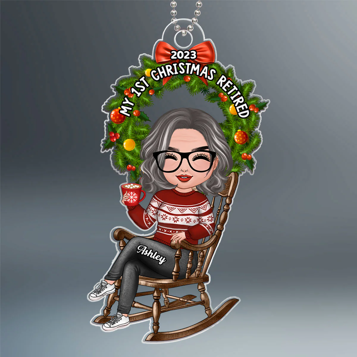 Grandma First Christmas Retired Personalized Acrylic Ornament - Image 2