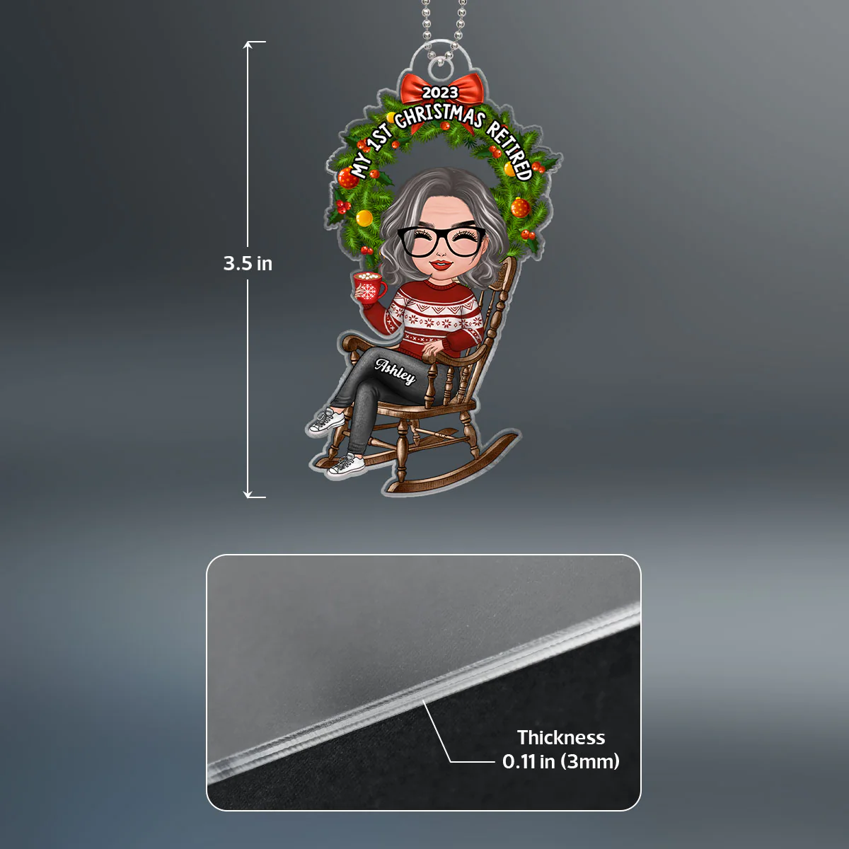 Grandma First Christmas Retired Personalized Acrylic Ornament - Image 4