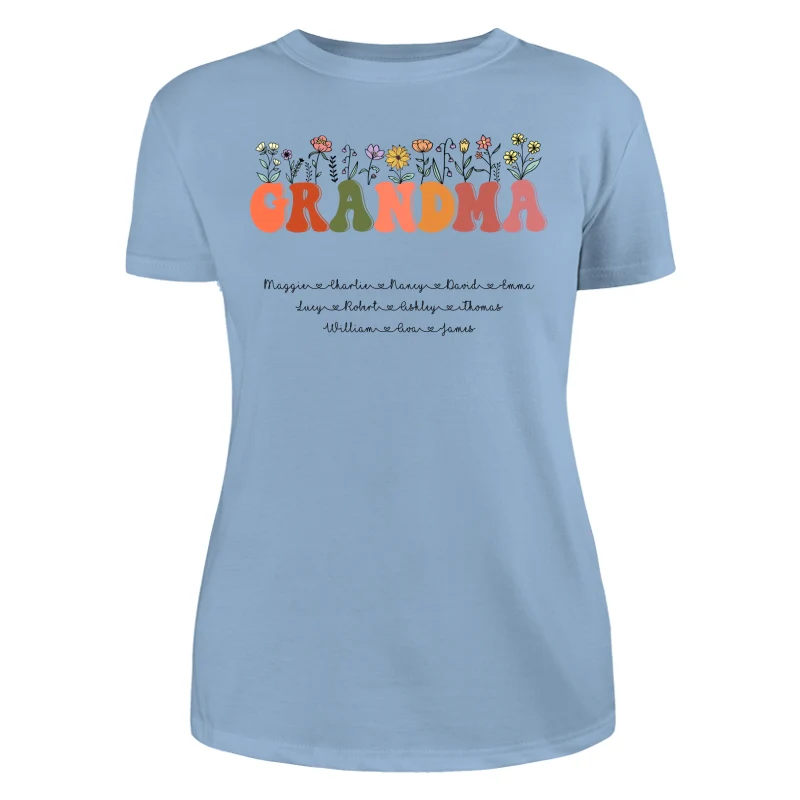 Grandma Floral Summer Vibe Grandkids Name Personalized Shirt - Image 12