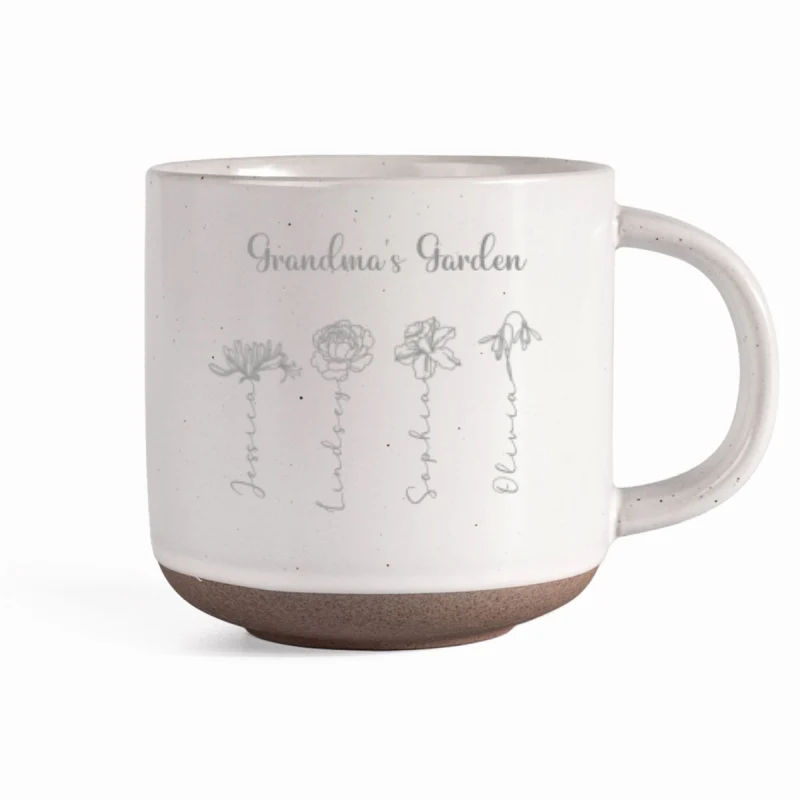 Grandma Garden Custom Birth Month Flowers - Personalized Pottery Mug - Gift For Grandma - Image 7