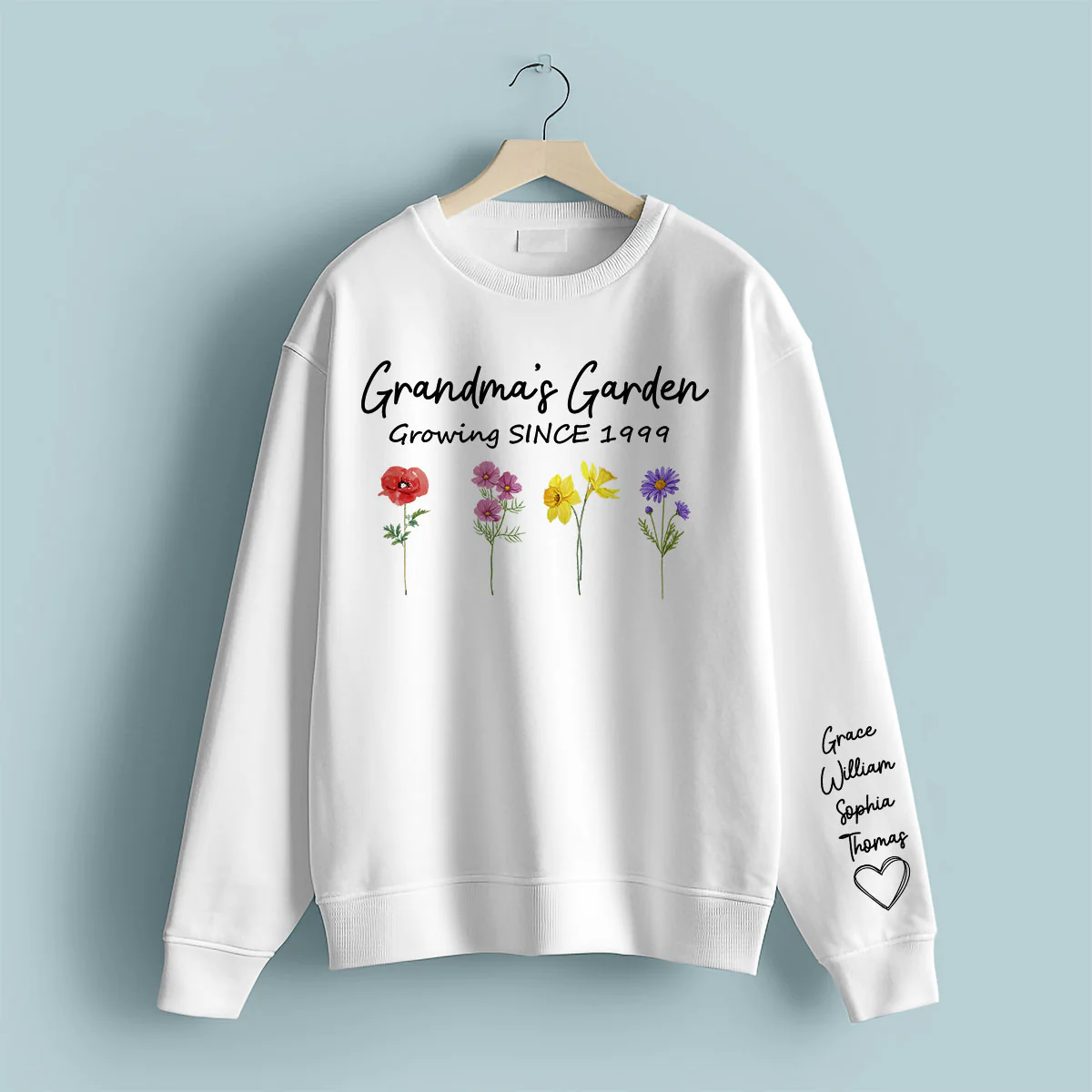 Grandma Garden Growing Since Custom Birth Month Flower Shirt for Grandmother, Gift, Personalized Sleeve Printed Sweatshirt - Image 7