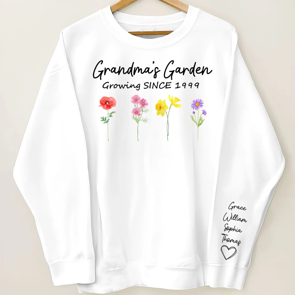 Grandma Garden Growing Since Custom Birth Month Flower Shirt for Grandmother, Gift, Personalized Sleeve Printed Sweatshirt - Image 8