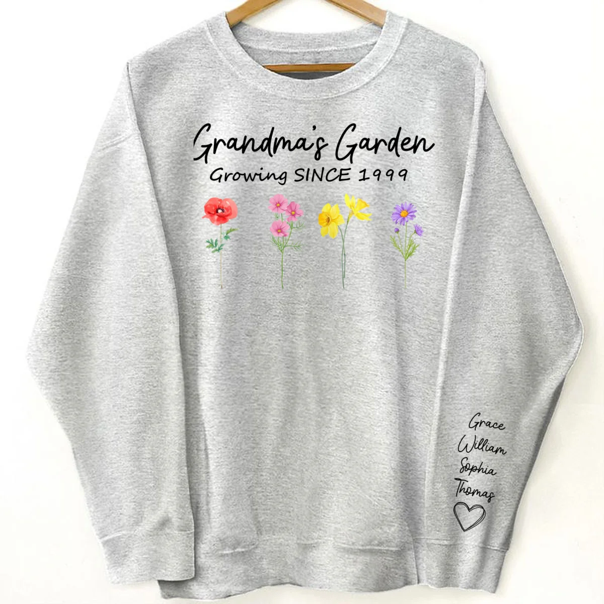 Grandma Garden Growing Since Custom Birth Month Flower Shirt for Grandmother, Gift, Personalized Sleeve Printed Sweatshirt - Image 9