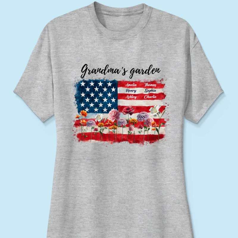 Grandma Garden Nation Flag Floral 4th Of July Personalized Shirt - Image 12