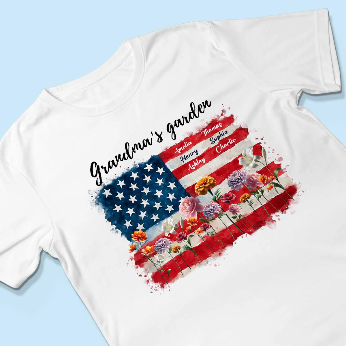 Grandma Garden Nation Flag Floral 4th Of July Personalized Shirt - Image 3