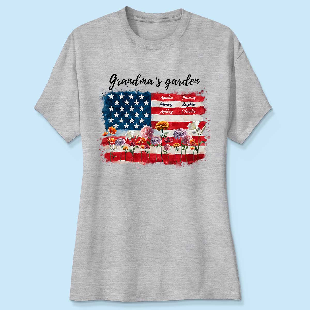 Grandma Garden Nation Flag Floral 4th Of July Personalized Shirt - Image 4