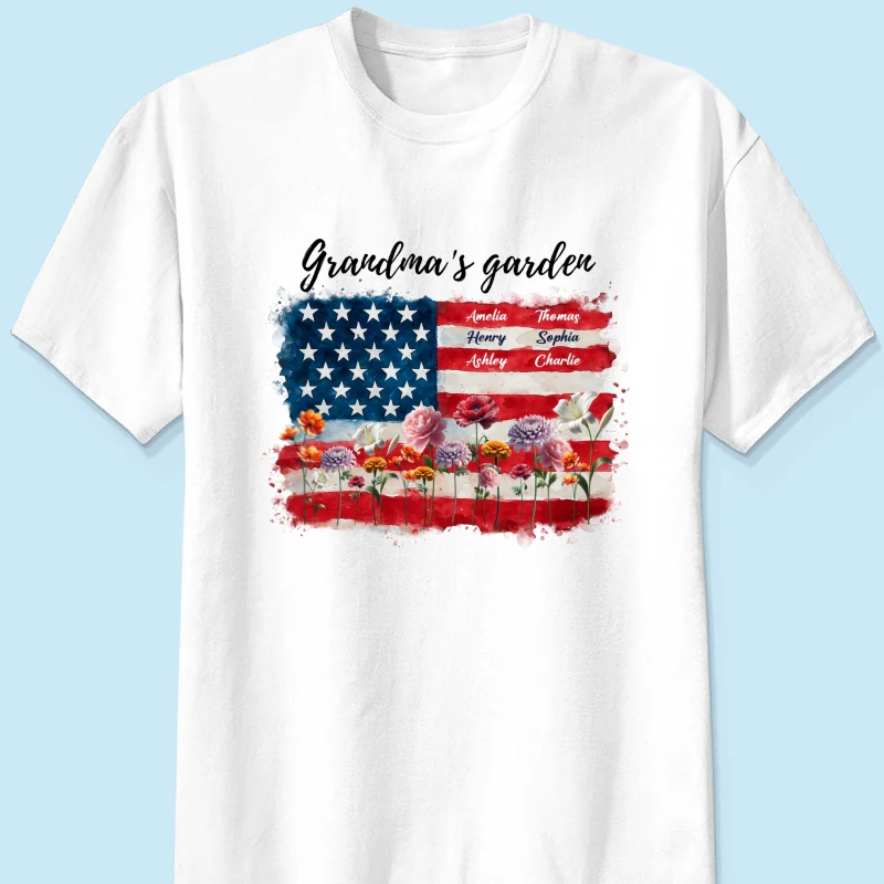 Grandma Garden Nation Flag Floral 4th Of July Personalized Shirt - Image 7