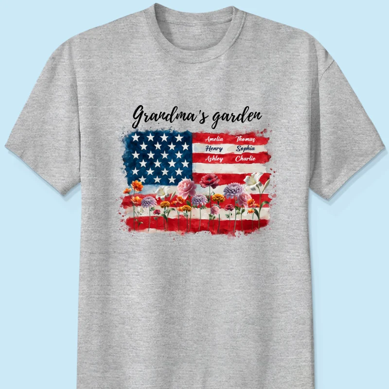 Grandma Garden Nation Flag Floral 4th Of July Personalized Shirt - Image 8