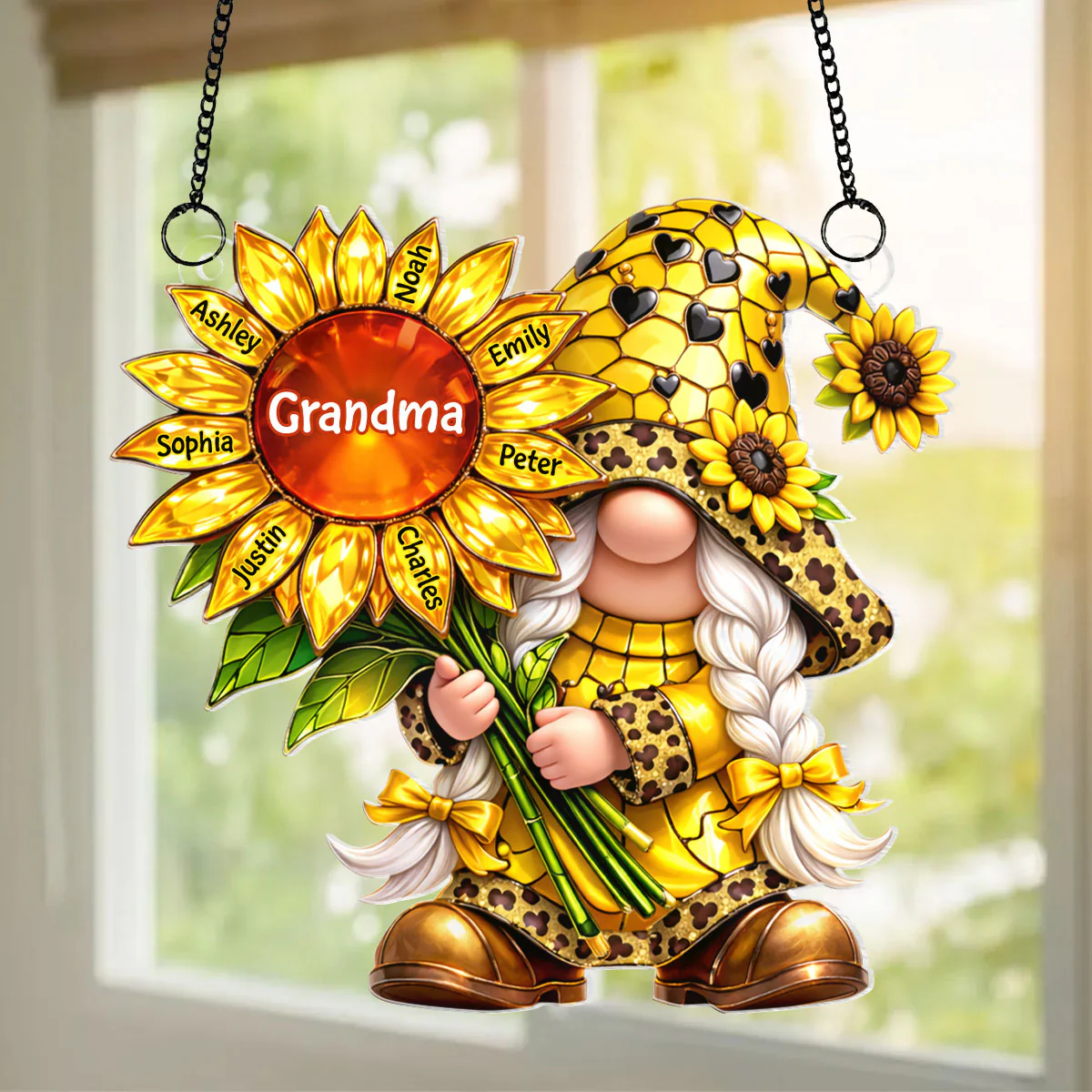 Grandma Gnome Sunflower - Personalized Suncatcher Ornament - Heartfelt Mother's Day Gift for Grandma - Image 6