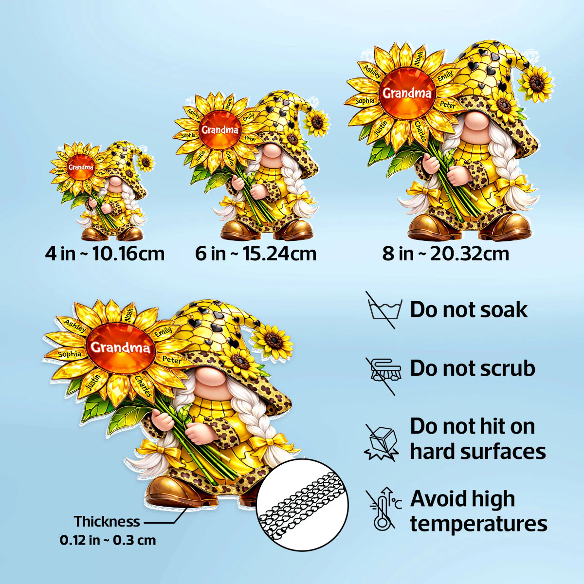 Grandma Gnome Sunflower - Personalized Suncatcher Ornament - Heartfelt Mother's Day Gift for Grandma - Image 7