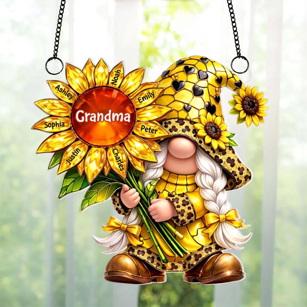 Grandma Gnome Sunflower - Personalized Suncatcher Ornament - Heartfelt Mother's Day Gift for Grandma - Image 8