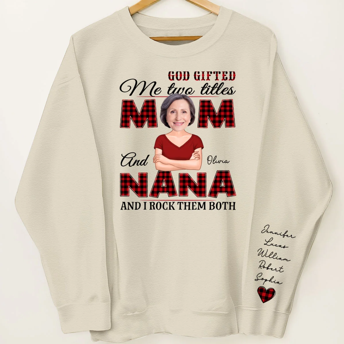 Grandma God Gifted Me Two Titles Custom Photo Personalized Sleeve Printed Sweatshirt - Image 10